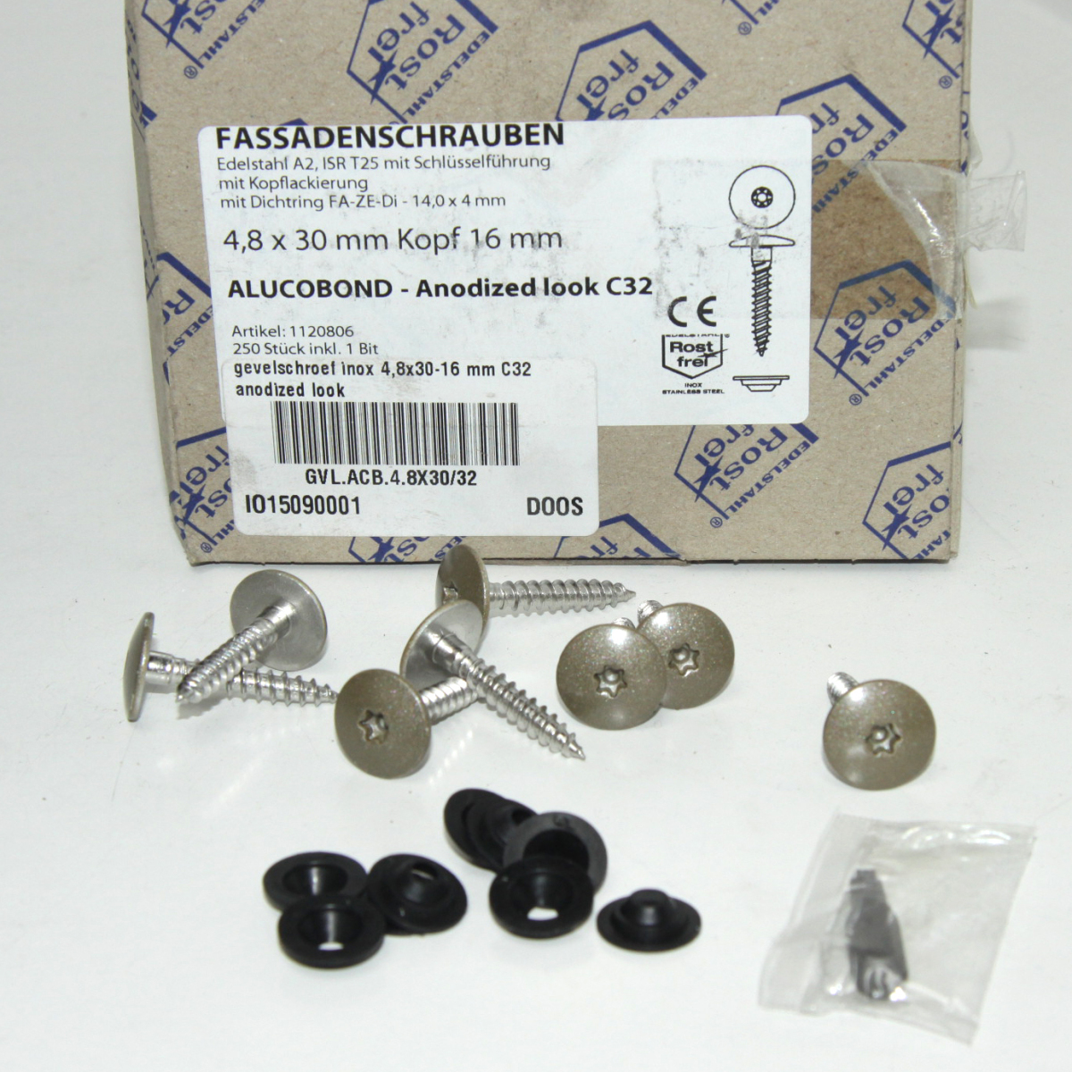 gevelschroef inox 4,8x30-16 mm C32 anodized look