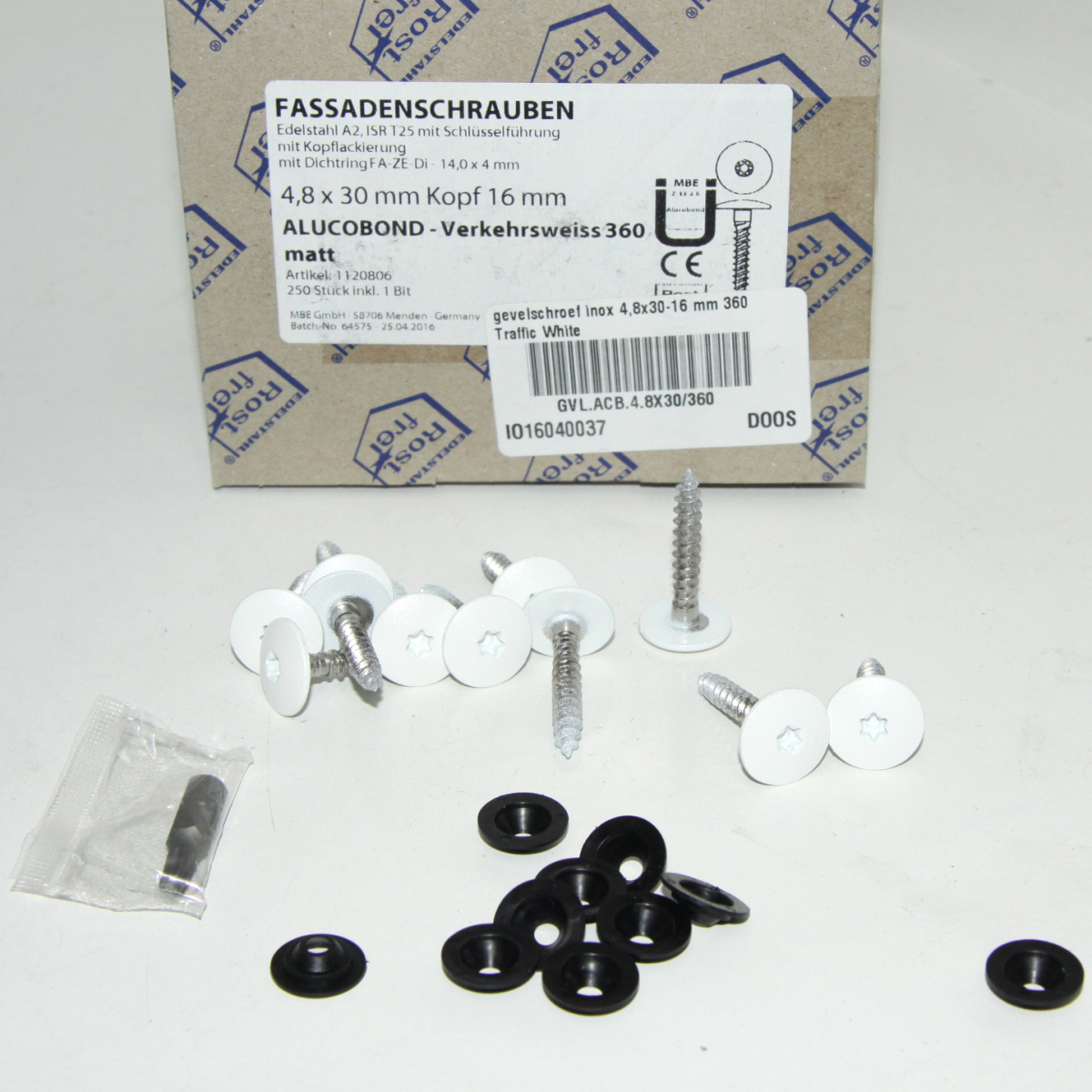 gevelschroef inox 4,8x30-16 mm 360 Traffic White