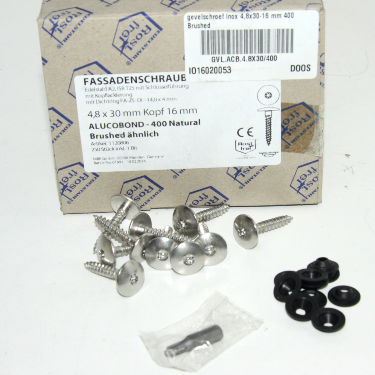 gevelschroef inox 4,8x30-16 mm 400 Brushed
