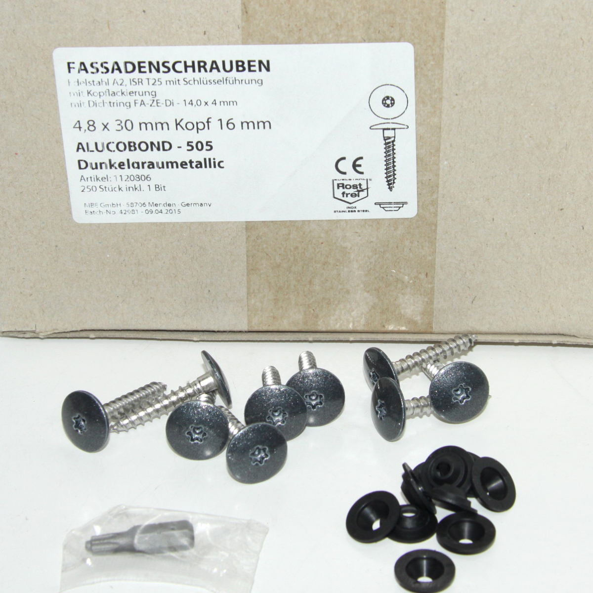 gevelschroef inox 4,8x30-16 mm 505 Dark Grey metal