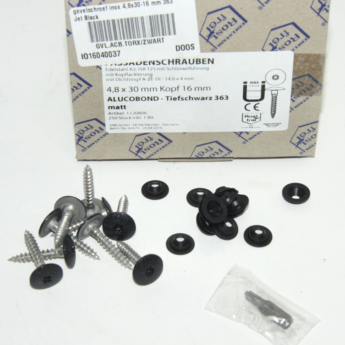 gevelschroef inox 4,8x30-16 mm 363 Jet Black