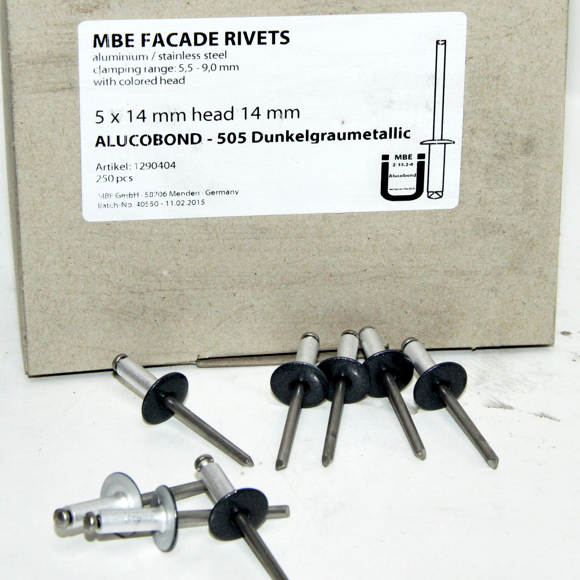 rivet alu/inox Ø5 kop 14mm 505 Dark Grey (250st)