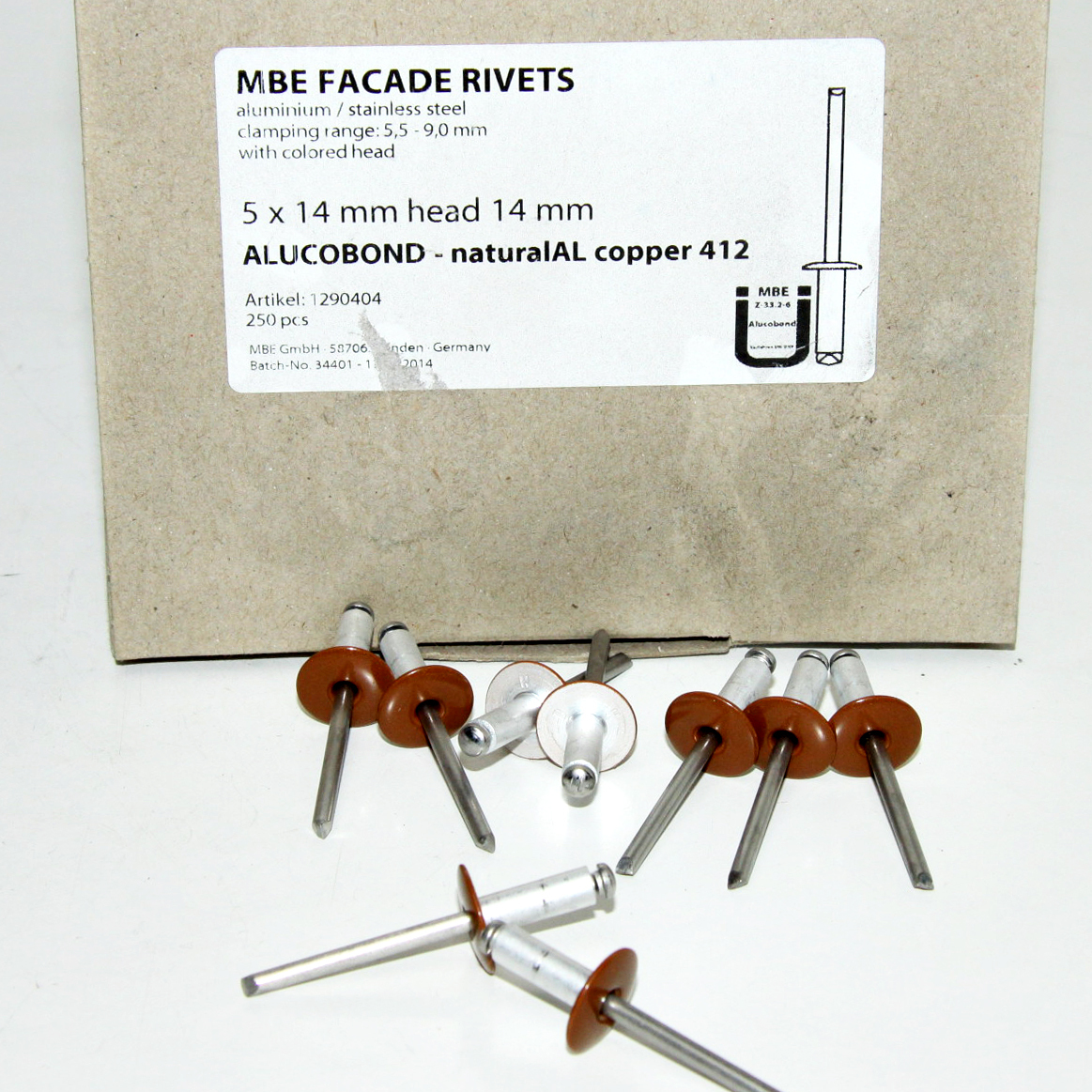 rivet alu/inox Ø5 kop 14mm 434 koper (250st)