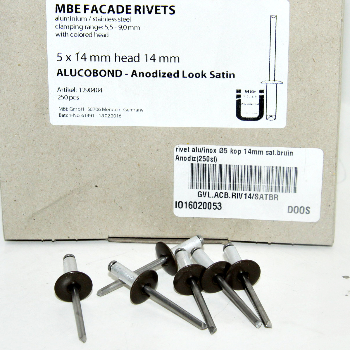 rivet alu/inox Ø5 kop 14mm sat.bruin Anodiz(250st)