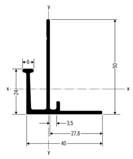 ACB20  basis-profiel  alu brut (6m) tbv. SZ-20 cas