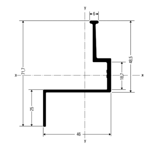 ACB20 Z-profiel  alu brut (6m) tbv. SZ-20 cassette