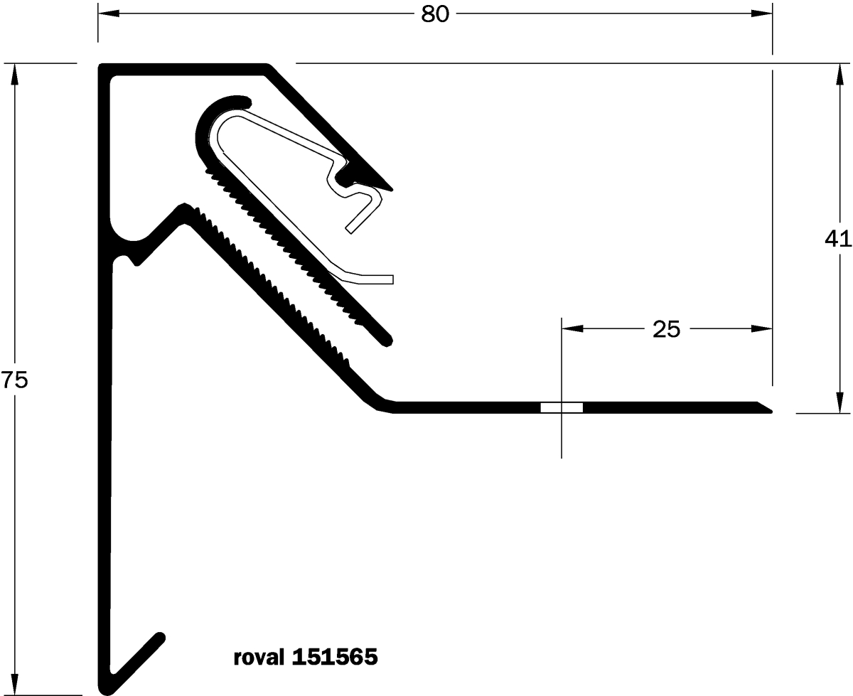 binnenhoek alu ROVAL 77 alu anod. 75 x 80 mm