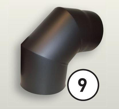 stalen elleboog 90° vast dia 180 (zwart)