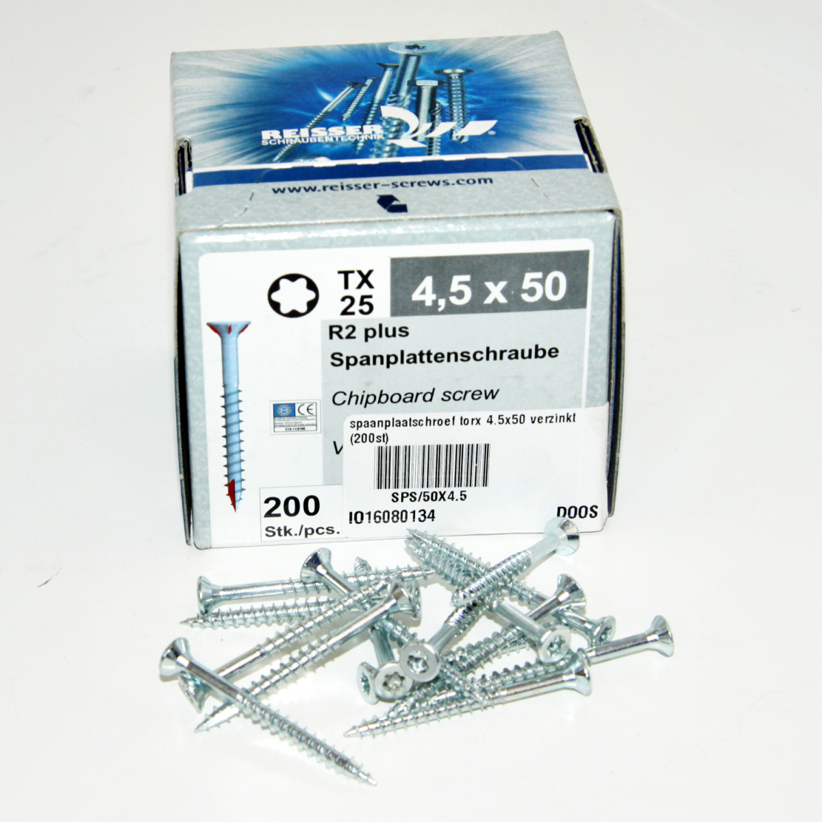 spaanplaatschroef torx 4.5x50 verzinkt (200st)