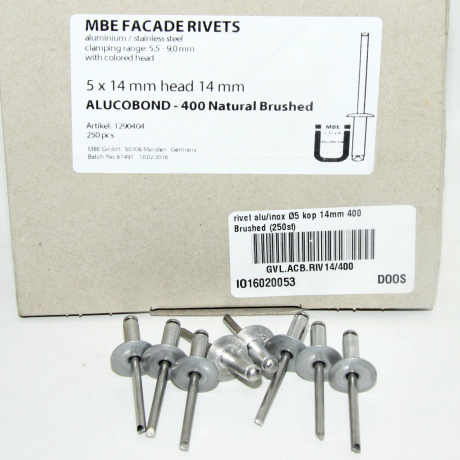 rivet alu/inox Ø5 kop 14mm 400 Brushed (250st)