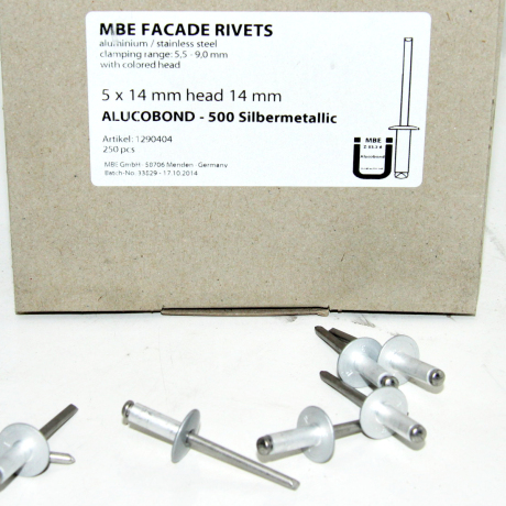 rivet alu/inox Ø5 kop 14mm 500 silver met (250st)