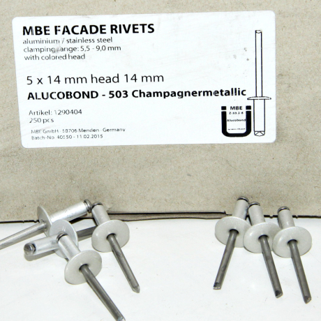 rivet alu/inox Ø5 kop 14mm 503 Champagne (250st)