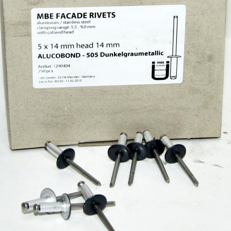 rivet alu/inox Ø5 kop 14mm 505 Dark Grey (250st)