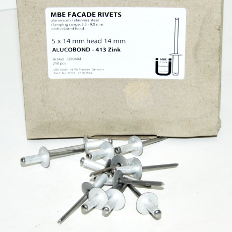rivet alu/inox Ø5 kop 14mm 433 zink (250st)