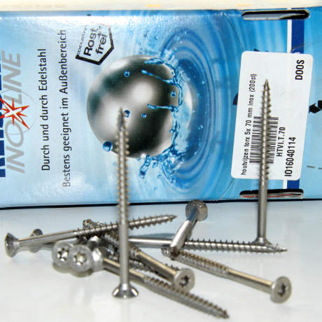 houtvijzen torx 5x 70 mm inox (200st)