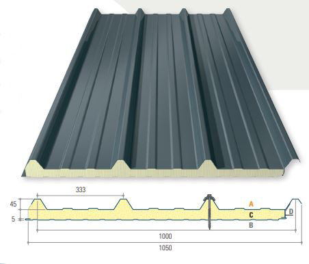 JI ROOF 1000 sandwichpaneel dak 4 cm (1.05m)