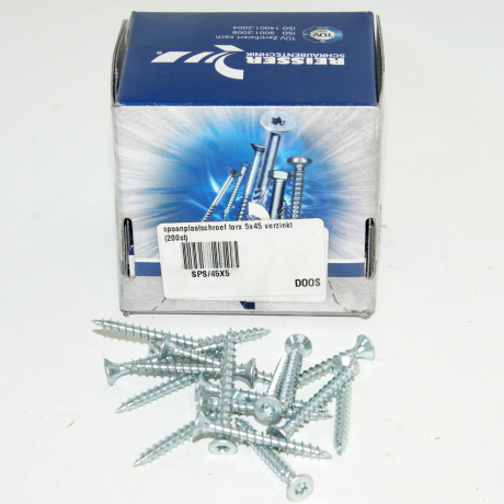 spaanplaatschroef torx 5x45 verzinkt (200st)