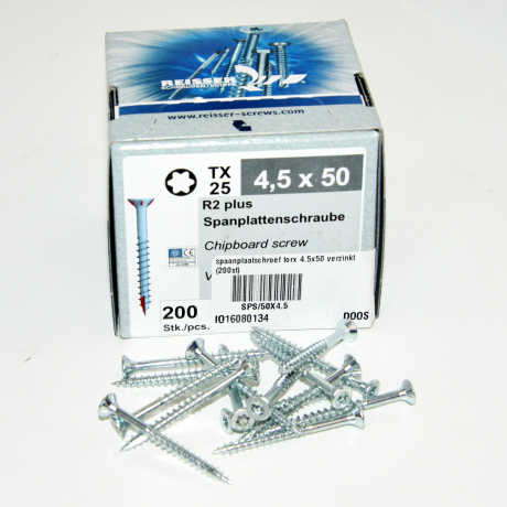 spaanplaatschroef torx 4.5x50 verzinkt (200st)